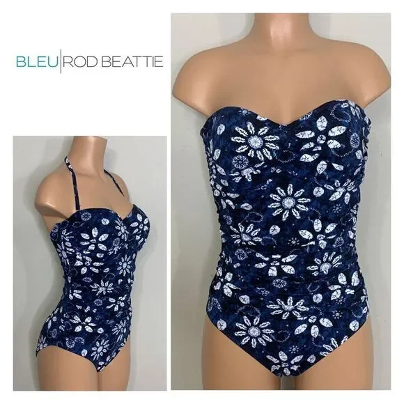 New. Bleu Rod Beattie blue strapless swimsuit. Normally $129. Size 8